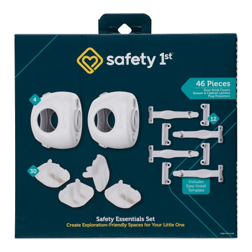 Safety 1st Safety Essentials Childproofing Kit - White 46pc: Adhesive Backing, Tool-Free Assembly, Polypropylene Material