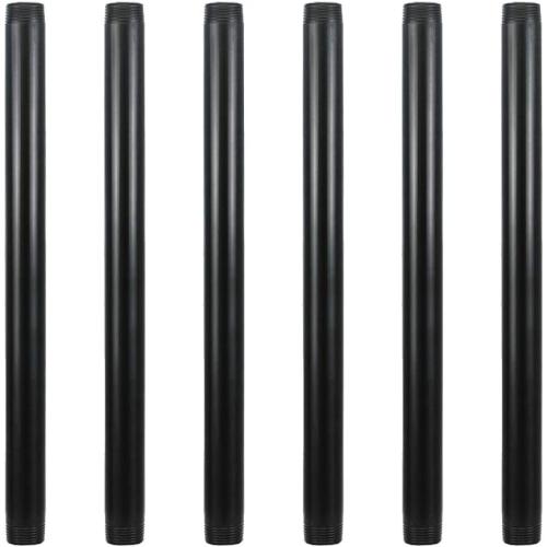GeilSpace 6 Pack 14 Pre-Cut Black Metal Pipe, Industrial Steel Fits Standard Three Quarters Inch Black Threaded Pipes and Fittings - Vintage DIY Industrial Shelving (3/4 × 14)
