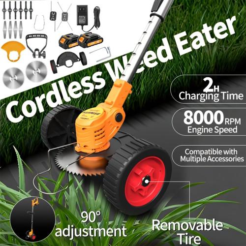 21V 4-in-1 Cordless Weed Trimmer & Grass Edger, Lightweight Lawn Tool with 1 Battery and Charger