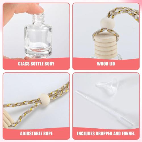 20 Pcs Car Diffuser Bottle Set,Empty Glass Car Air Freshener Bottle Bulk
