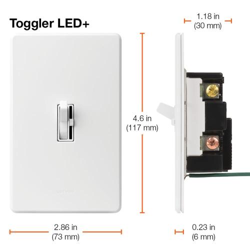 Lutron Toggler Single-pole/3-way LED Toggle Light Dimmer Switch, Light Almond