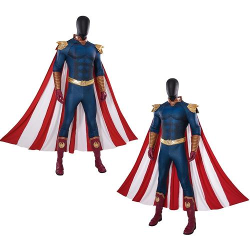 Mens Homelander Cosplay Costume, Homelander Luxury Battle New Uniform Bodysuit with Cloak