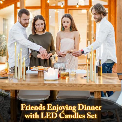 Rossesay 24 Pcs Flameless LED Taper Candles Battery Operated Candle 8.5, 9.65, 10.8, 12.8 Flameless Candlesticks Flickering for Christmas Church Wedding Indoor Decoration(Classic, Ivory)