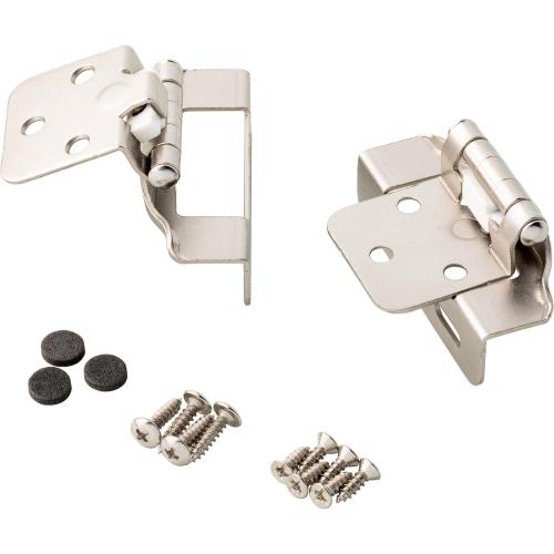 Franklin Brass (10-Pack) Self-Closing Cabinet Hinges 1/2' Semi-Wrap Overlay for Cabinet Doors Kitchen/Cabinets/Cupboards/Furniture, Satin Nickel H01915K-SN-B