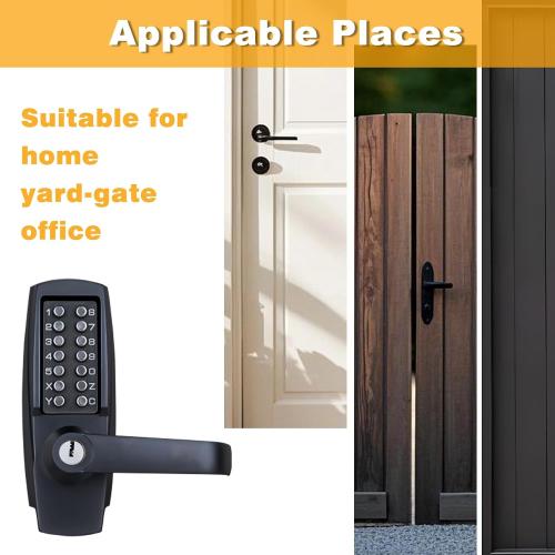 Mechanical keyless Lock Optional 2-3/8 or 2-3/4 Deadlatch, Matte Black