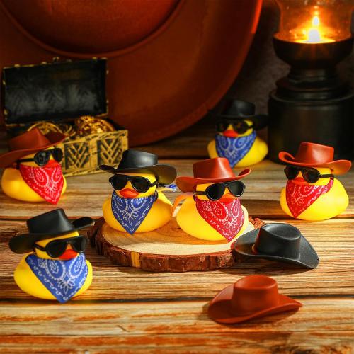 Sosation 48 Pcs Cowboy Rubber Duck Mini Yellow Duckies Toys, Vintage Style