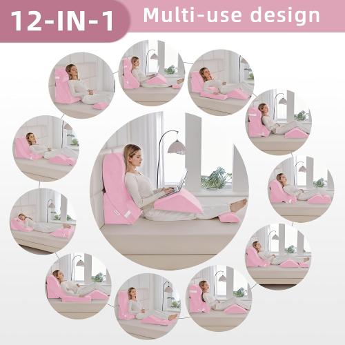 Wedge Pillow Set for After Surgery,Pink,5PCS-23.2