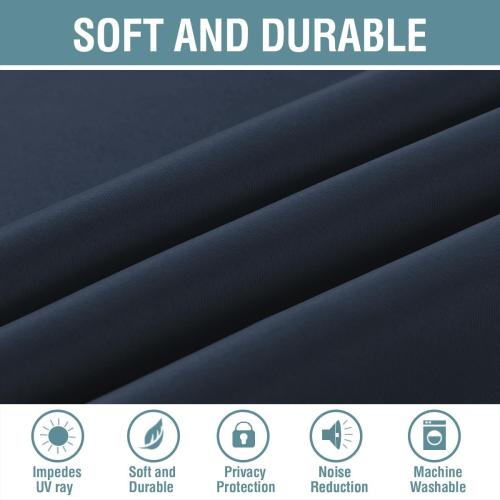H.VERSAILTEX Blackout Curtain for Living Room Small Window Kitchen Blackout Curtains 45 inch Length Energy Saving Solid Grommet Blackout Drape, One Panel, Navy Blue, 52 W x 45 L