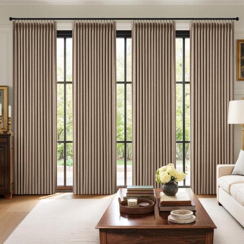 MIULEE Pinch Pleated 100% Blackout Curtains 40x84 Long Linen 4 Panels Set