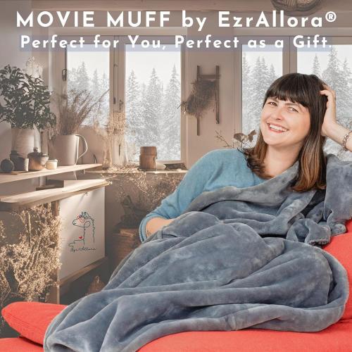 Fleece Lightweight Foot Pocket Blanket -Patent Pending- Gamer Gift for Men Who Have Everything - Gifts for Men Who Wants Nothing and Elderly Dads (Fleece, Silver Grey)