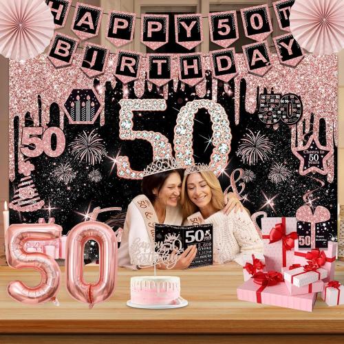50th Birthday Decorations for Women, 32pcs 50th Birthday Party Decorations