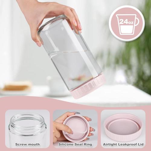 Overnight Oats Container with Lid 24oz Glass Jar