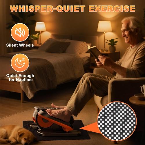 Low Impact Mini Under Desk Elliptical Quiet Electric Leg Exerciser | Compact portable under desk elliptical with non-slip mat, quiet motor for home office. Leg trainer gift for seniors mom dad