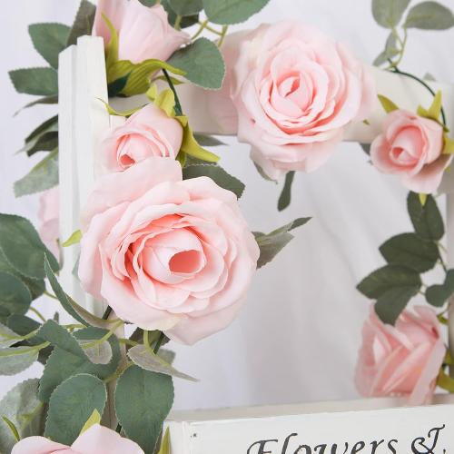 Artificial Rose Vine Fake Flower Garland Fake Silk Rose Hanging Vine for Wedding Party Background Arch Garden Background Decoration (Pink)