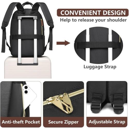 Laptop Backpack for Women Bag - 15.6 inch Work Travel Backpack with USB Charger College Bookbag Waterproof Business Computer Backpack Anti-theft Casual Backpacks for Nurse Teacher Beige Black Brown