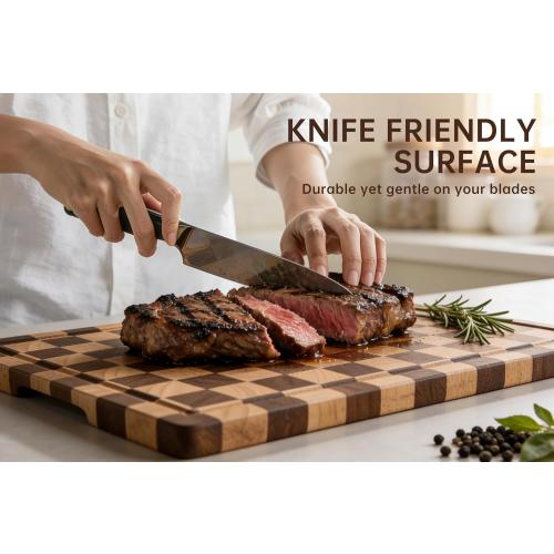 Checkered Cutting Boards for Kitchen, Wooden Chopping Board