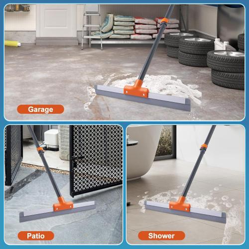 CLEANHOME Rubber Floor Squeegee with Extendable Long Handle