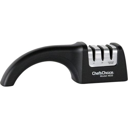 Chef'sChoice Professional Manual Knife Sharpeners AngleSelect for 15- and 20-Degree Straight-Edge and Serrated Knives with Diamond Abrasives Precise Angle Control & Compact Footprint, 2-Stage, Black