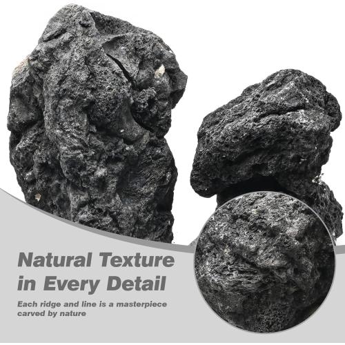 Black Lava Rock 5lb Natural Volcanic Stone for Fish Tank,3 Pcs 4-6 in
