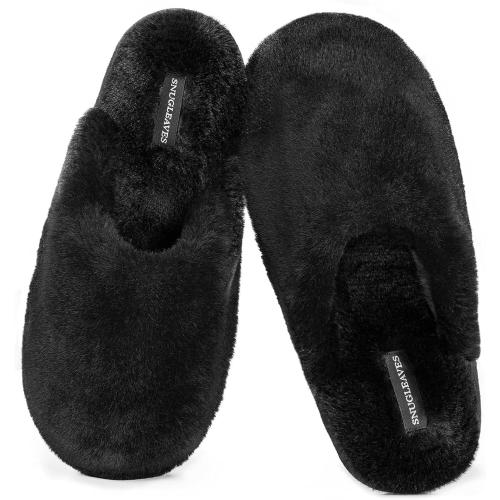 Snug Leaves Women's Fuzzy Scuff Slippers Soft Comfy Memory Foam Non-slip Indoor House Shoes