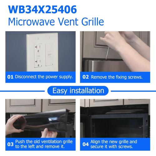 1PC WB34X25406 Microwave Vent Grille Replacement for GE Over-the-Range Microwaves