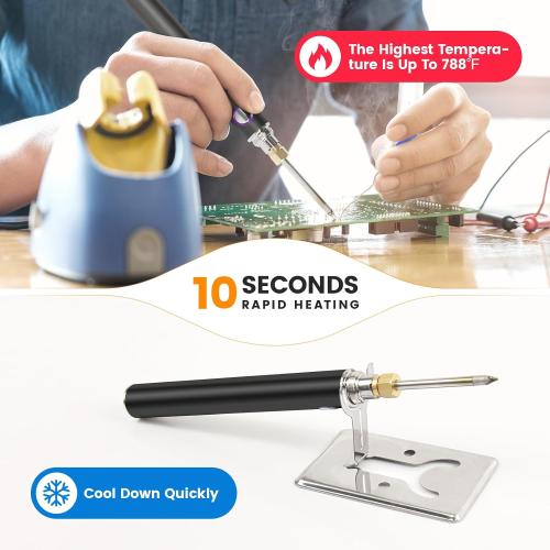 Cordless Soldering Iron Kit, ELMCONFIG 1100mAh USB Wireless Electric Soldering Gun Pen, Portable and Rechargeable for Home Appliance Repair, Electronic Components, DIY, Black