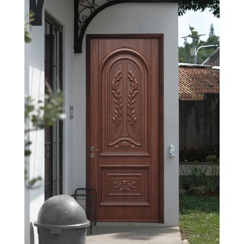 FLFK Decorative Door Mural Wallpaper Sticker, Self-Adhesive Peel and Stick, Classical Carved Wood Design, 30.3 x 78.7 inches, Split into 2 Pieces