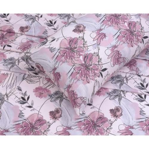 RUVANTI 100% Cotton Sheets – Queen Size Percale Bedding, Cooling & Breathable Floral Design, Durable with a Crisp, Soft & Comfortable Feel, 16 Deep Pocket, 4-Piece Set, Lilac Floral