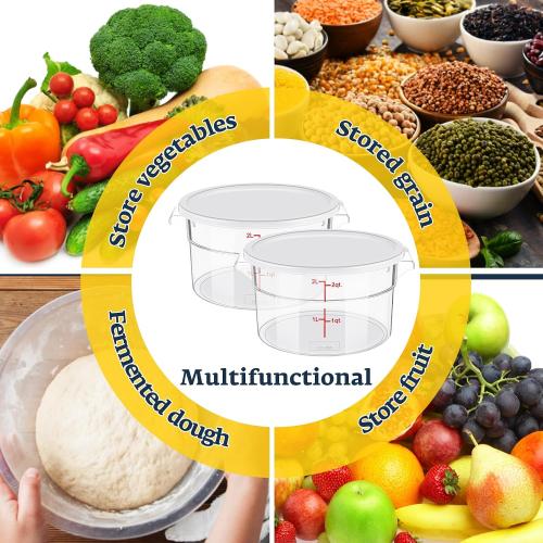 Ziliny 1 Pcs 2 Qt Dough Proofing Container with Lid and Red Scale, White