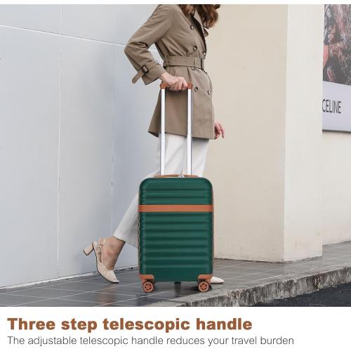 Kono Airline Approved Carry On Luggage 22x14x9 inches, with TSA Lock, 20 Inch Expandable Lightweight Hardshell Suitcase (Green, Suitable for 1-3 Days of Travel)