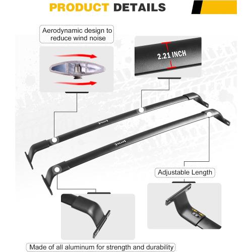220lbs Cross Bar Roof Rack Fit for GMC Terrain 2018-2024 Cargo Carrier Crossbar Rooftop Accessories (with Side Roof Rails)