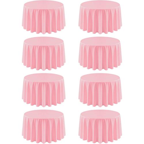 8 Pack Pink Round Tablecloth 90 Inch Table Cloth for Round Tables, Washable Polyester Fabric Stain and Wrinkle Resistant Decorative Table Cover for Wedding Party Dining Banquet