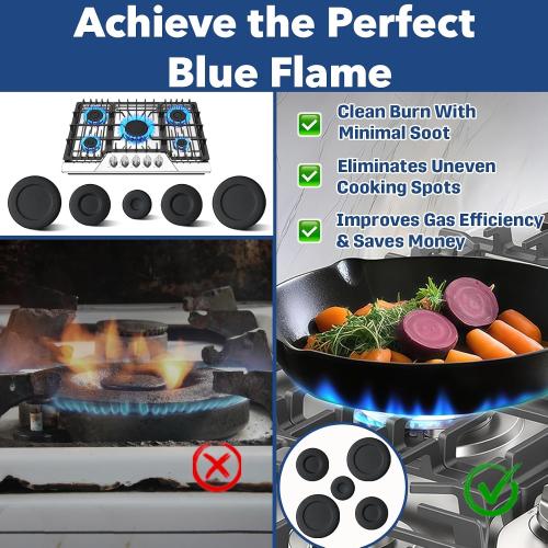 5-Pack W10832694 & W10597133 Gas Stove Burner Cap Replacement Set