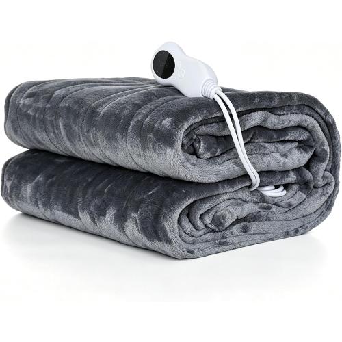 Heated Blanket Soft Flannel, Adjustable Heat