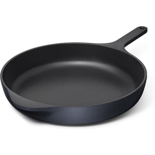 Caraway Cast Iron Skillet - 12” Enameled Cast Iron Pan With 3 Layer Enamel Coating - No Seasoning Required - Compatible With All Stovetops - Free From Forever Chemicals - Midnight Blue