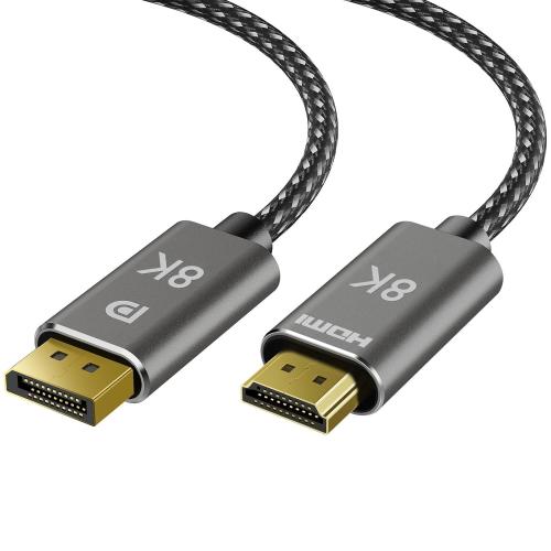 8K DisplayPort to HDMI Cable 6 ft, Uni Directional, 8K@60Hz, 4K@240Hz