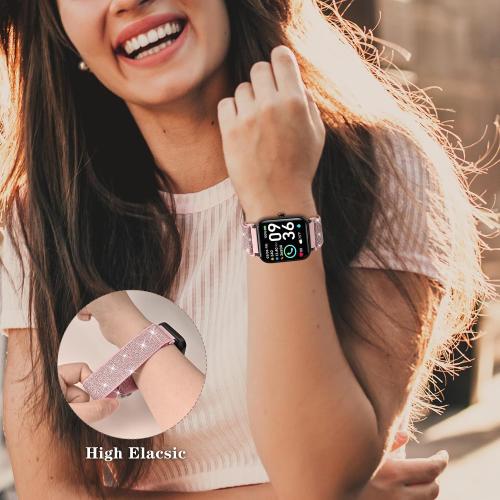 3 Pack Nylon Bands Compatible with Woneligo/Fitpolo Smart Watch, 22mm Soft Elastic Straps for Quican/Tensky/Aeac ID208 Plus/Veryfit IDW28/TOOBUR/Tensky/ENOMIR/Amzhero/WNH IDW19 Glitter Bands for Women