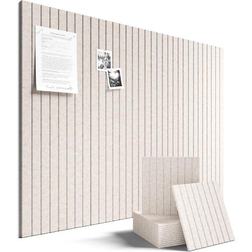 Fluxynara 48 x 36 Large Felt Bulletin Board, Oatmeal | 12 Pack Cork Board Alternative with 60 Safe Adhesive Tabs, Pin Boards for Wall Decor, Home, Office, Classroom,Dorm