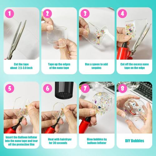 Nano Tape Bubble Kit, Nano Squishy Making kit Tape Bubbles, Arts and Craft DIY Stress Ball Making kit and Crafts for Kids Ages 8-12 Year Bubble Craft Kit Toys 2PCS (2&1.2)
