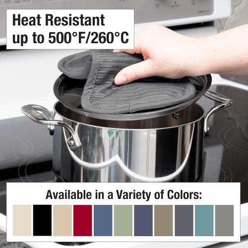 Set of 2 Color Grey All-Clad Premium Pot Holder & Heating Pad, (2-Pack) Heat Resistant to 500 Degrees, 100% Cotton 10x6.25 for Kitchen and Barbeque, Pewter