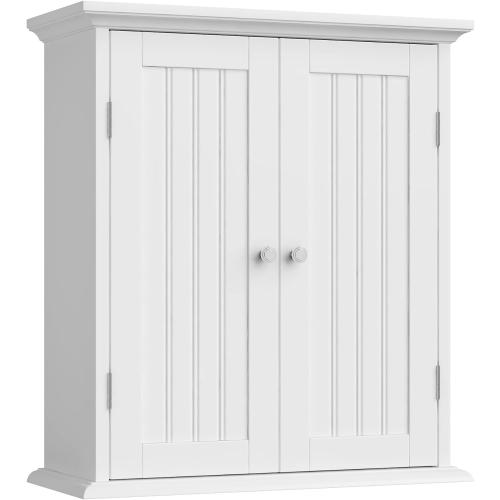 ChooChoo Bathroom Wall Cabinet, Over The Toilet Space Saver Storage Cabinet, Medicine Cabinet with 2 Door and Adjustable Shelves, Cupboard