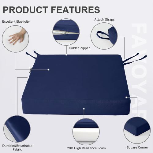 Favoyard Patio Chair Cushions 20 x 20 x 3 Inch Waterproof Outdoor Seat