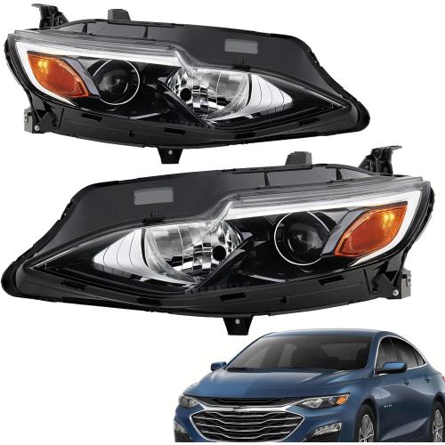 For Chevy Malibu 2019 2020 2021 2022 Headlight Assembly 19-22 Malibu Halogen Model Head Lights Headlamp Driver and Passenger Side Replace GM2502498 GM2503498
