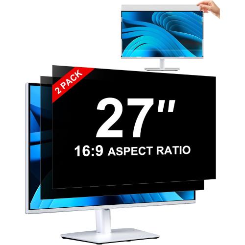 [2-Pack] Privacy Screen For Computer Monitor, 27-Inch 16:9 Aspect Ratio; | Anti Spy/Bule Light/Glare, 2 Install Ways; Suitable for use in Office, Airport, Cafe And Other Public Area;