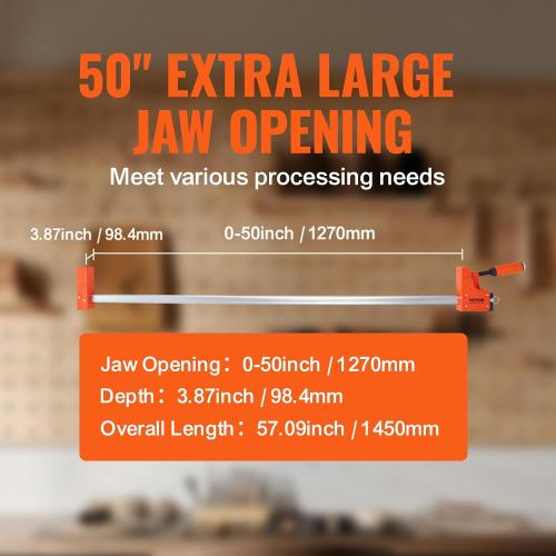 VEVOR Bar Clamps for Woodworking, 2-Pack Parallel Clamp Set, F Clamp, Even Pressure, High-strength Plastic and Carbon Steel, Wood clamps for Woodworking Metal Working