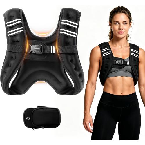 Weighted Vest, Adjustable Body Weight Vest with Reflective Stripe, 8/12/16/20lb for Men Women, Running Vest Woman for Strength Training, Workout, Jogging, Walking, Fitness Equipment, Gym, Muscle Building, Weight Loss, Weightlifting