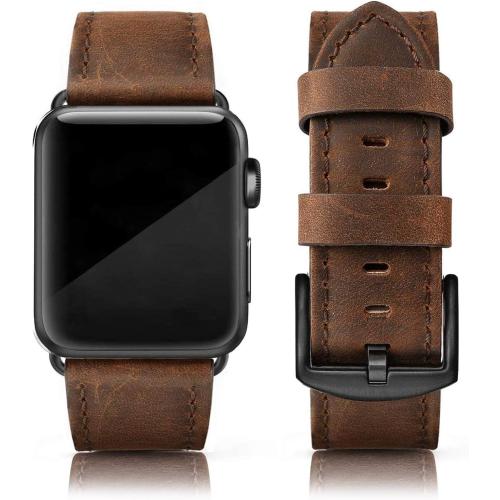 EDIMENS Leather Bands Compatible with Apple Watch 46mm 45mm 44mm 42mm(Series 1 2 3) Band Men Women, Vintage Genuine Leather Wristband Replacement Band Compatible for Apple Watch iwatch Series 10 9 8 7 6 5 4 SE