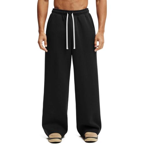 HeSaYep Men's Fleece Baggy Sweatpants Wide Leg Lounge Sweat Pants with Pockets