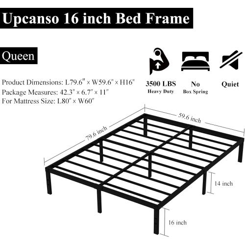 Queen Bed Frame No Box Spring Required Metal Platform