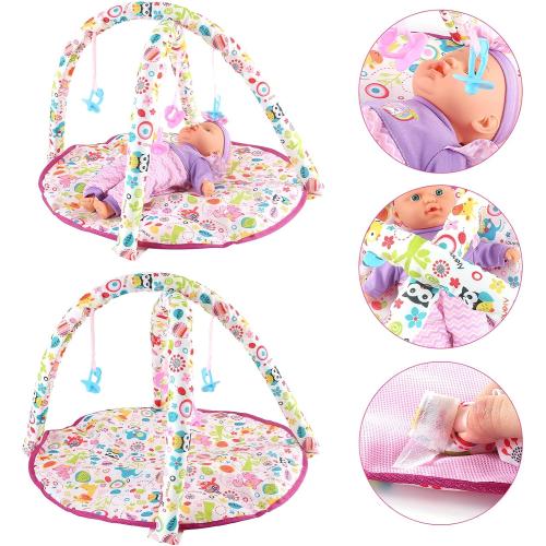 deAO Baby Doll Stroller Nursery Pretend Play Toy Set with Play Mat,Doll Bed